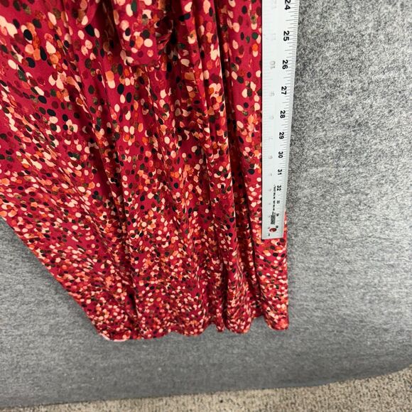 London Timed Dress Women 14 Red Geometric Sheath Midi Belted Short Sleeve Casual - Picture 6 of 7